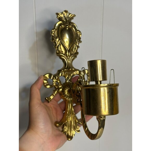 VTG Brass Wall Candle Sconce 9"x6" Decorative Candlestick Holder for Home Decor - Picture 1 of 9